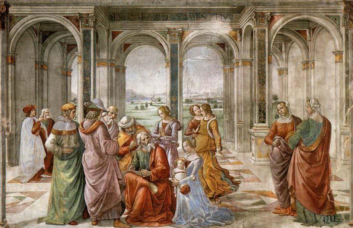 GHIRLANDAIO, Domenico Zacharias Writes Down the Name of his Son France oil painting art